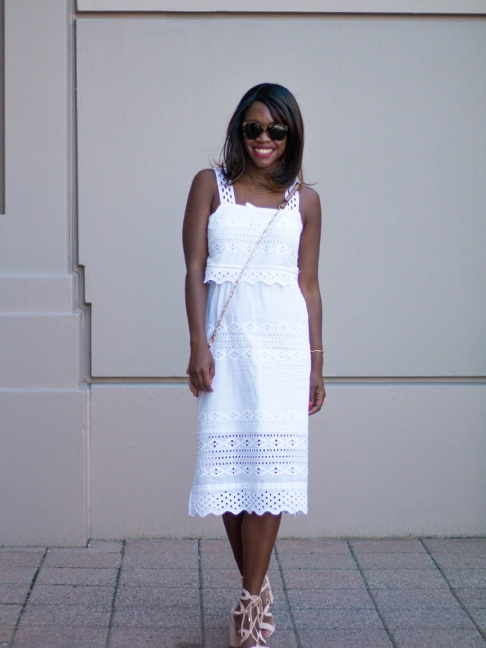 β¨J. Crewβ¨ White Eyelet Cotton Women Sundress size 4